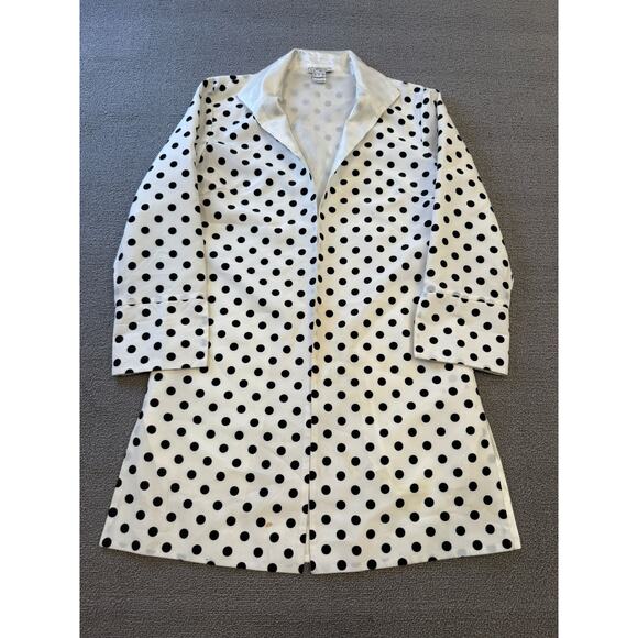 GRACE CHUANG Women's Small Polka Dot Duster Jacket Coat S White Black - Picture 1 of 16
